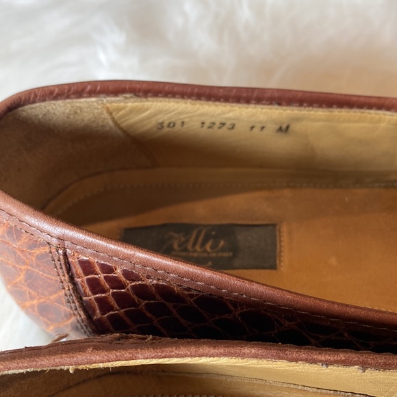 Zelli Italian Men’s Slip-On Penny Loafer in Cognac Crocodile Leather - Picture 10 of 11